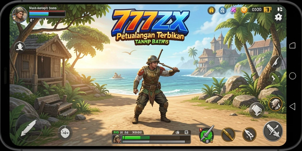 Screenshot gameplay 777ZX yang menunjukkan dunia Open World yang luas dan menawan.