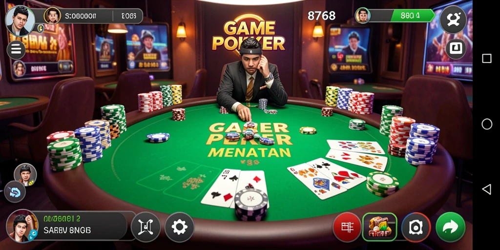 Gameplay menegangkan dari permainan Poker di 8768.