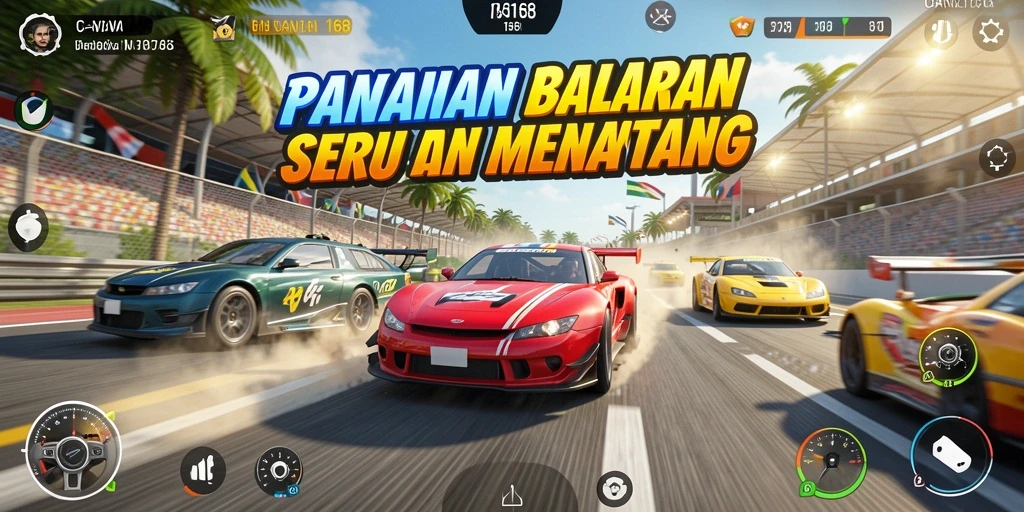 Tampilan gameplay balapan seru dari CANVA168.