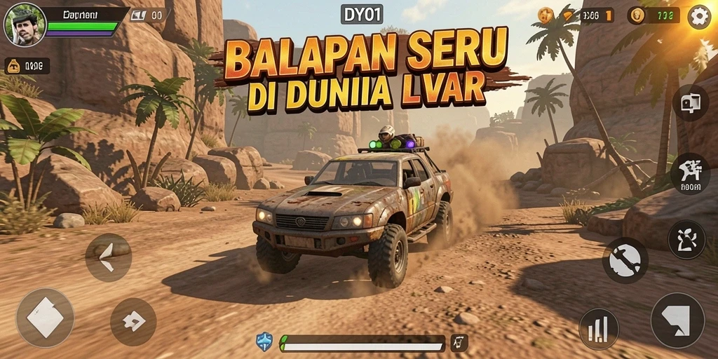 Tampilan gameplay balapan seru di DY01 dengan berbagai mobil dan trek.