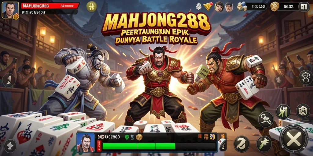 Tangkapan layar MAHJONG288 menampilkan aksi pertarungan mendebarkan di arena Battle Royale.
