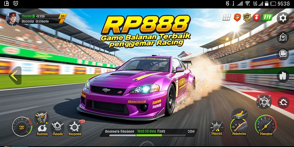 Tampilan gameplay balapan yang mendebarkan di RP888.