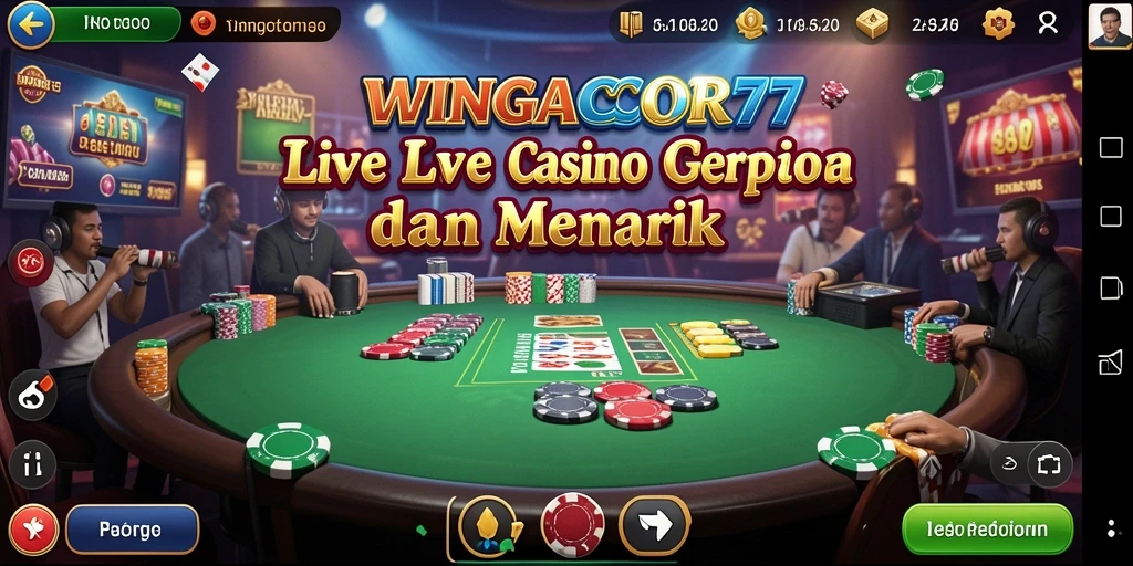 Screenshot WINGACOR77 menampilkan dealer profesional dan gameplay yang mendebarkan.