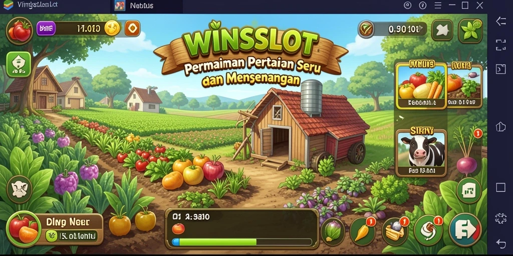 Gambar gameplay WINSLOT menunjukkan aktivitas bertani yang seru dan penuh warna.
