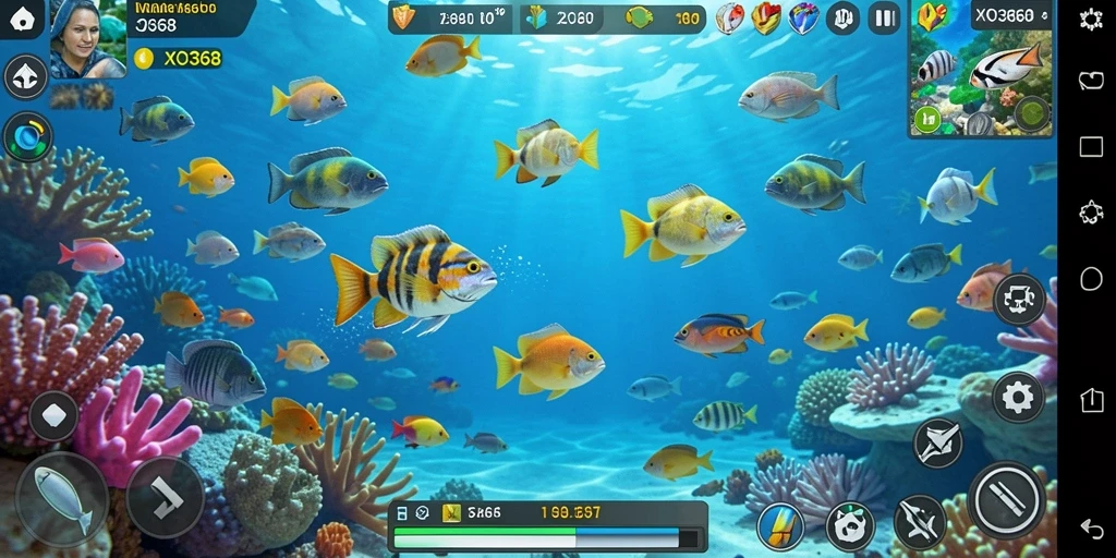 Screenshot gameplay XO368 menampilkan aksi seru dalam menangkap ikan.